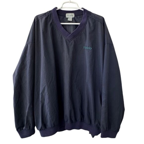 Izod Men’s Lighweight Pullover Blue Golf Nylon V Neck Pockets SZ XL - Picture 7 of 7
